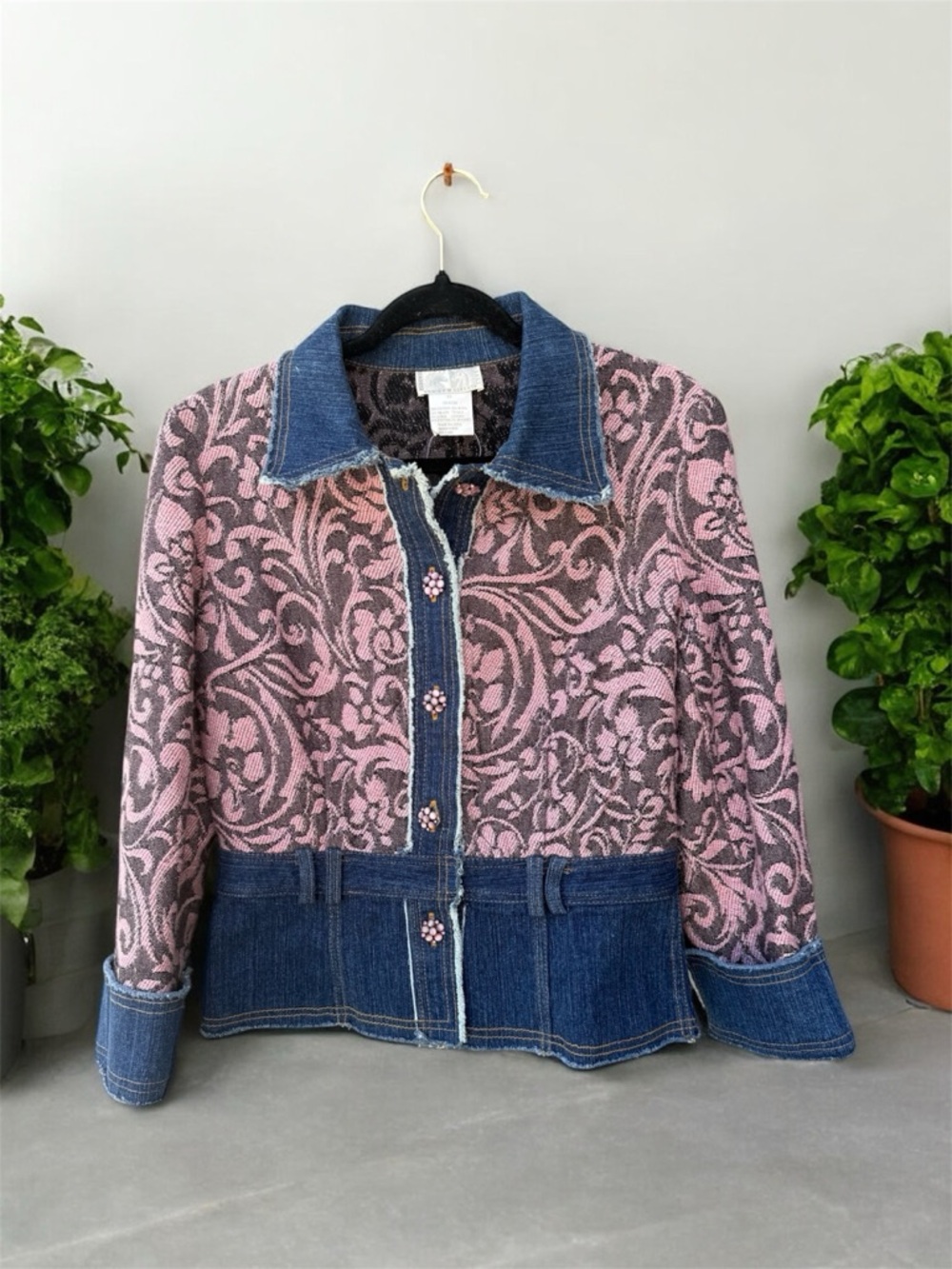 Alberto Makali Denim and  Wool Brocade Jacket Size 10